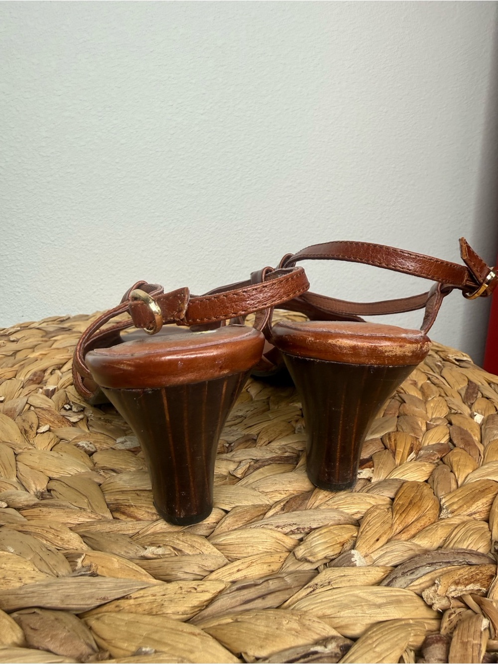 Jeffrey Campbell Peep Toe Leather Slingback heels Brown Leather Slingback - Picture 9 of 9